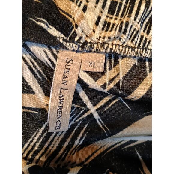 Susan Lawrence Black Gold And White Print Maxi Skirt Front Split Women's Size XL - Picture 5 of 8